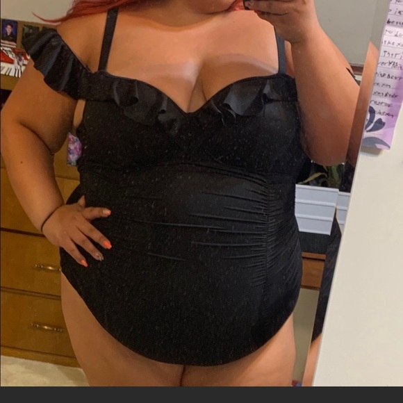 torrid Other - Torrid Ruffle Top Cross Back One-Piece Swimsuit Bathing Suit Black